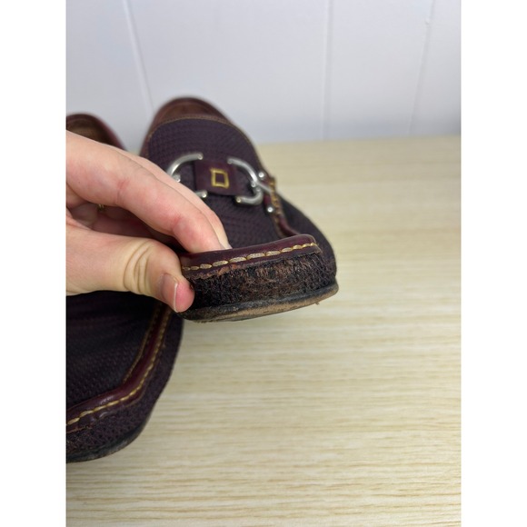 Donald Pliner Dacio Mens 9 Loafers Burgundy Mesh Buckle Driving Shoes classic - Picture 5 of 10
